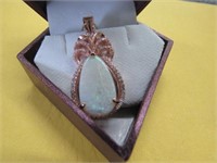 Sterling Silver Rose Gold Plated Large Opal