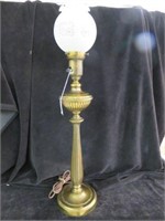 ANTIQUE LAMP WITH FLUTED SHADE 27"T
