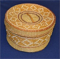Small 7" Native American Made Covered Basket