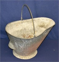 Antique Galvanized Metal Ash Bucket