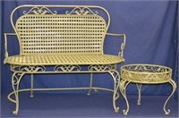 Wrought Iron Patio Love Seat And Side Table