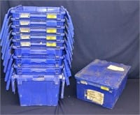 10 Blue Plastic Flip Top Storage Totes