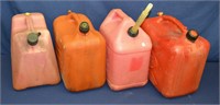 4 Red Plastic 5 Gallon Gas Cans