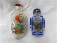 (2) GLASS SNUFF BOTTLES 3"T