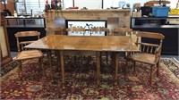 VTG OAK DROP LEAF TABLE WITH MATCHING CHAIRS 2