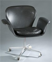 Westnofa black leather rolling desk chair.
