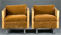 Mohair & olive ash chairs Baughman for Coggin