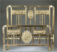 Brass headboard & footboard w/ raised adornments