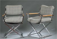 Pair of chrome & wood frame Mid-Century chairs.