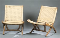 Pair of Hans J. Wegner style folding chairs