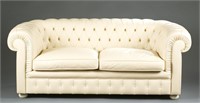 Renzo Frau Italian cream leather loveseat.