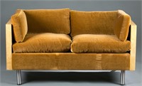 Mohair & burl loveseat Baughman for Coggin.