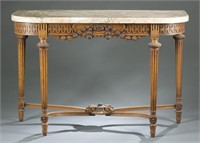 Pair of French neoclassical tables w/ marble tops