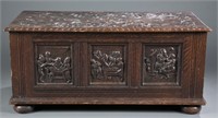 Continental carved wood chest, 19th /20th century.