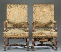 Pair of Berlin work upholstered chairs.