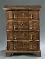 Figured and burled wood veneer small chest.