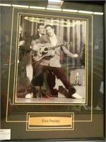 FRAMED PHOTO OF ELVIS SINGING W/PLAQUE OF HIS NAME