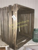 Old slatted weathered wood Amish potato crate