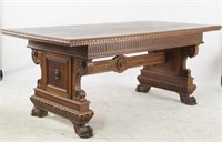 19th cent. Highly carved claw foot table