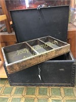 Century-old riveted-iron woodlined safe/ lockbox