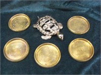 Brass Turtle and Coasters
