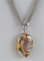 18kt gold diamond & 22.9ct Morganite pendant