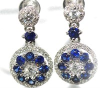 18ct white gold, sapphire and diamond earrings