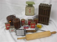 Vintage Spice Cans and Assorted Pantry Items