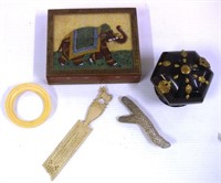 Indian timber with brass inlay elephant box