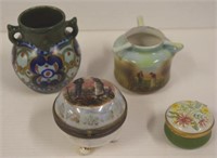 Royal Bayreuth lidded trinket box and vase