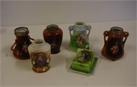 Four miniature Royal Bayreuth portrait lady vases