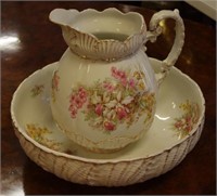 English large floral wash basin and bowl