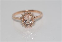 10ct rose gold, Morganite and diamond ring