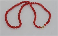 Good red coral (6mm) bead necklace