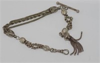 Silver leontine with tassel & t-bar