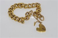 Antique hallmarked 9ct gold bracelet with padlock