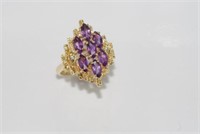 14ct yellow gold and amethyst ring