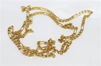 18ct yellow gold long flat link necklace