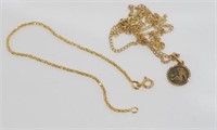 18ct yellow gold bracelet & 9ct chain & pendant