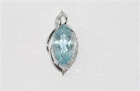 18ct white gold, aquamarine and diamond pendant