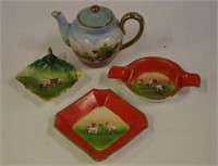 Royal Bayreuth 'Rooster' miniature teapot