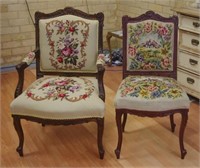 Antique armchair & side chair