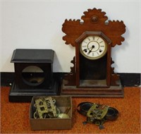 Quantity of antique clocks and parts