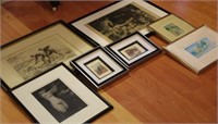 Seven assorted decorative prints and etchings