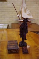 Carved timber Chinese fisherman figure