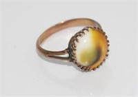 Vintage 9ct rose gold and operculum ring