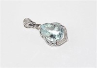 18ct white gold, aquamarine and diamond pendant