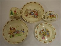 Five Royal Doulton Bunnykins nursery wares