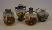 Three miniature Royal Bayreuth Dutch girl vases