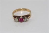 Vintage 9ct gold and red stone ring